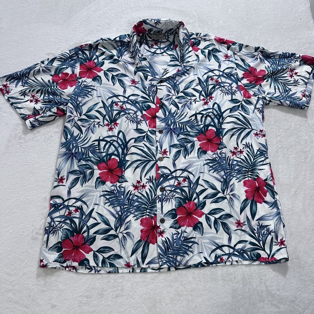 Aloha Hut Hawaiian Shirt‎ Mens XL Palm Tree Button Up Short Sleeve